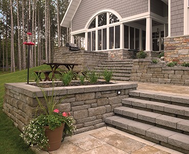Highland Stone raised planters and stairs