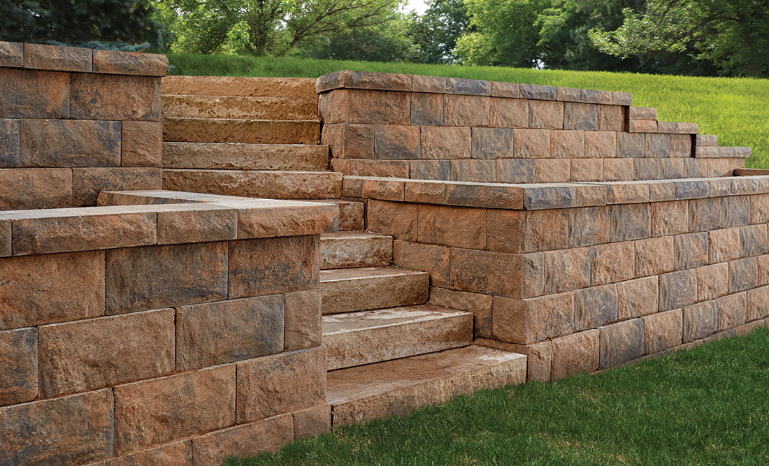 Diamond pro quarried face retaining wall system